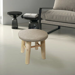 225037 Tabouret rond avec repose-pieds rembourré en bois de pin 30x30cm