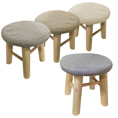 225037 Tabouret rond avec repose-pieds rembourré en bois de pin 30x30cm