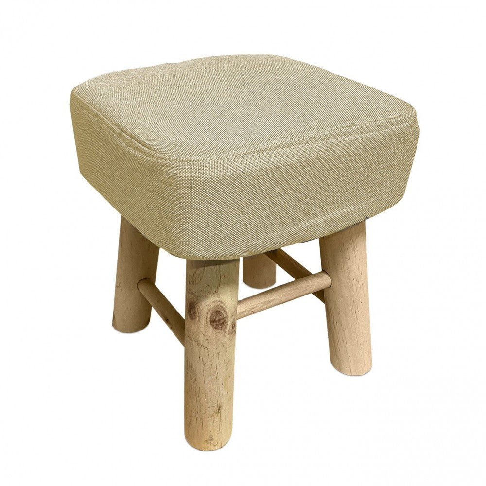 225038 Tabouret carré repose-pieds rembourré en bois de pin 27X27x30cm