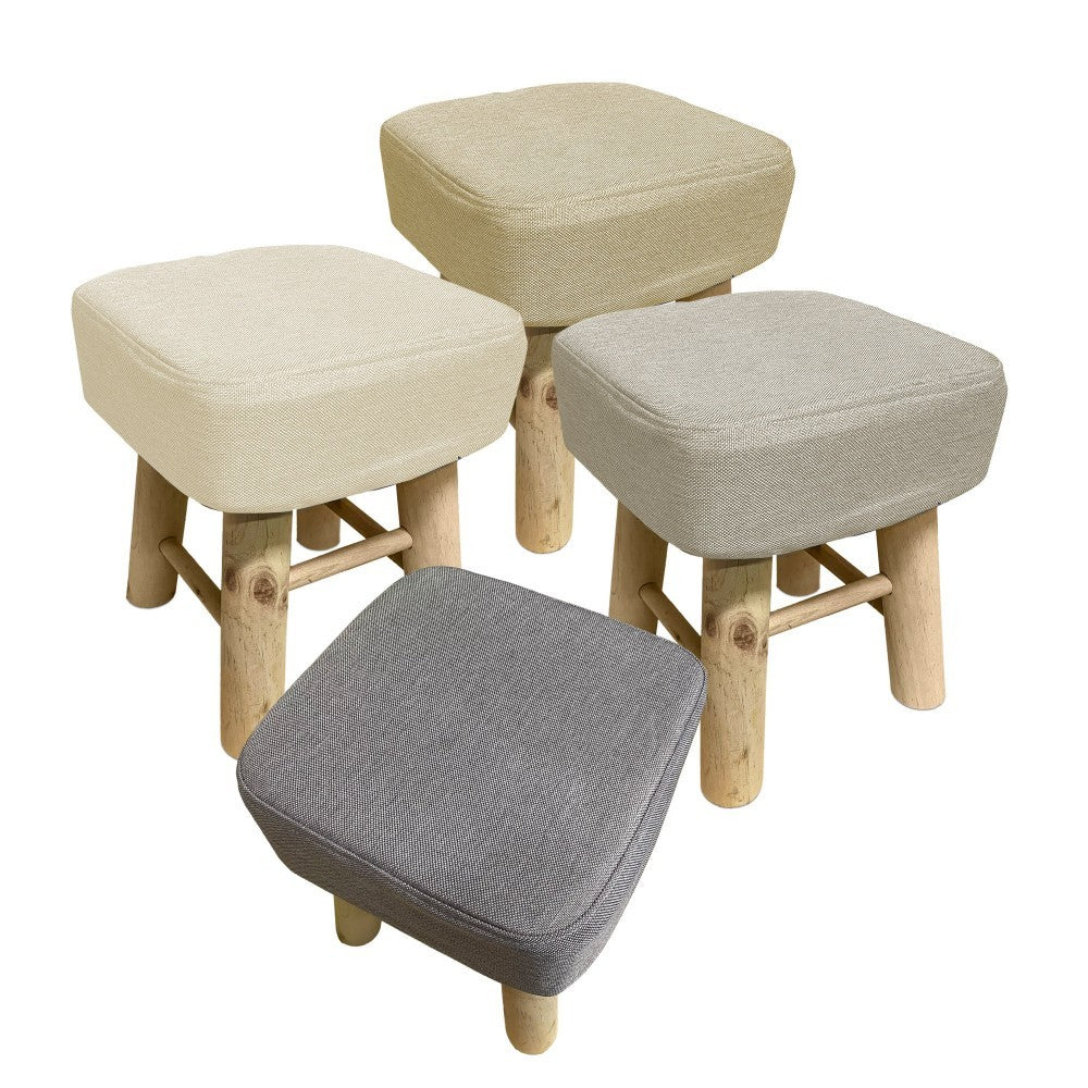 225038 Tabouret carré repose-pieds rembourré en bois de pin 27X27x30cm