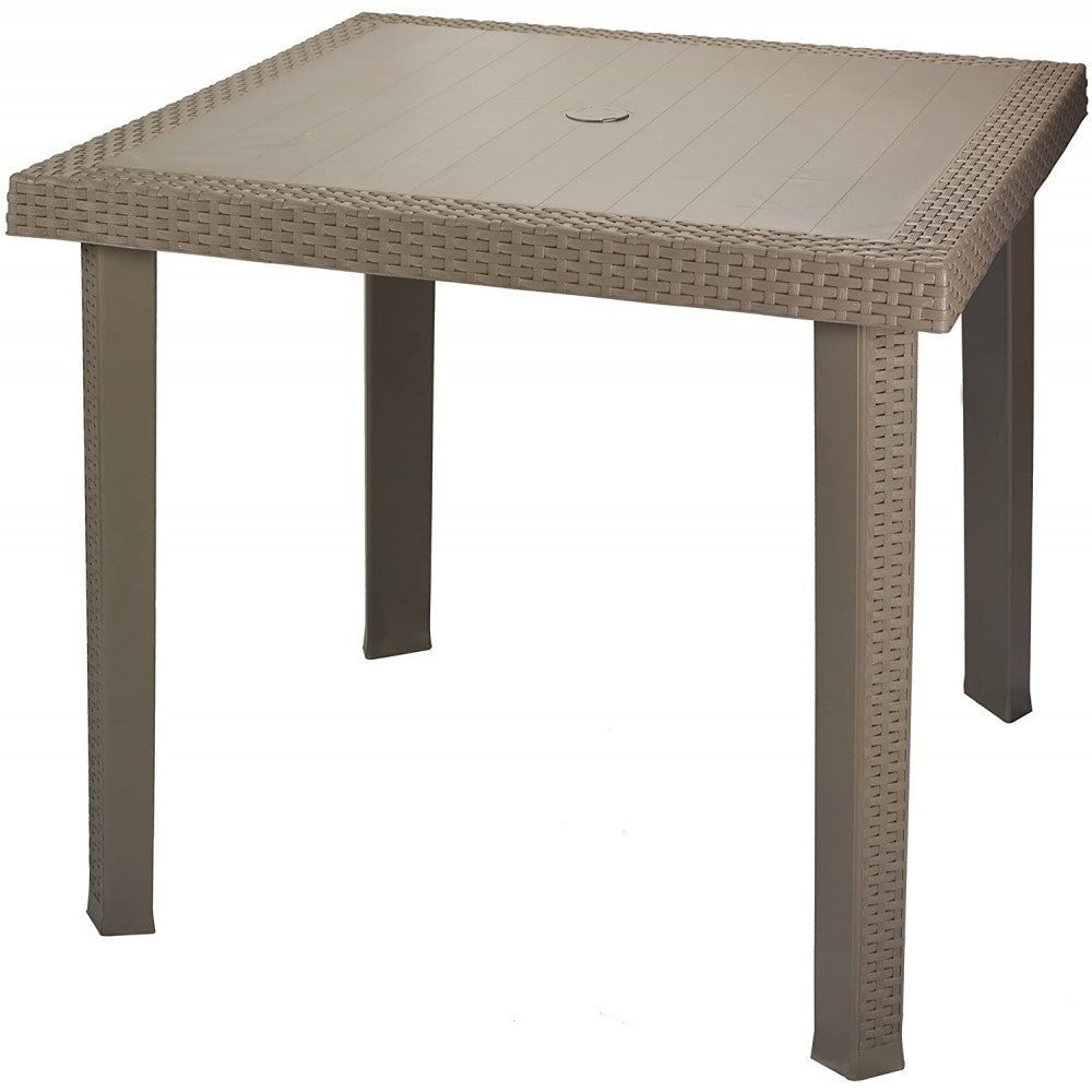 Table Figaro KROPLAST en résine de rotin gaufré pour extérieur 79x79xh72 cm