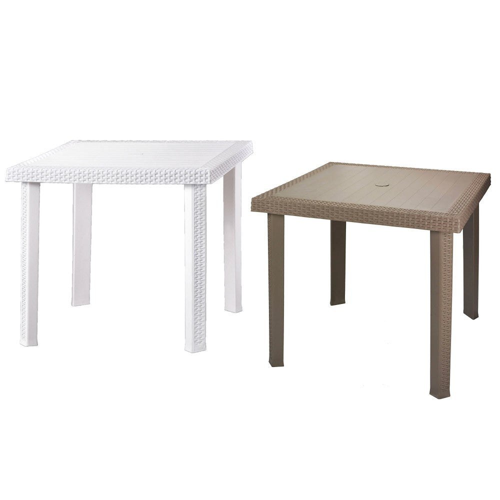 Table Figaro KROPLAST en résine de rotin gaufré pour extérieur 79x79xh72 cm