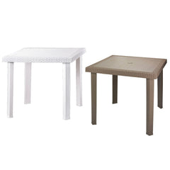Table Figaro KROPLAST en résine de rotin gaufré pour extérieur 79x79xh72 cm