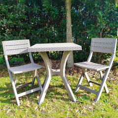 Table Rigoletto en résine de rotin gaufré KROPLAST pour extérieur 60x60xh70cm