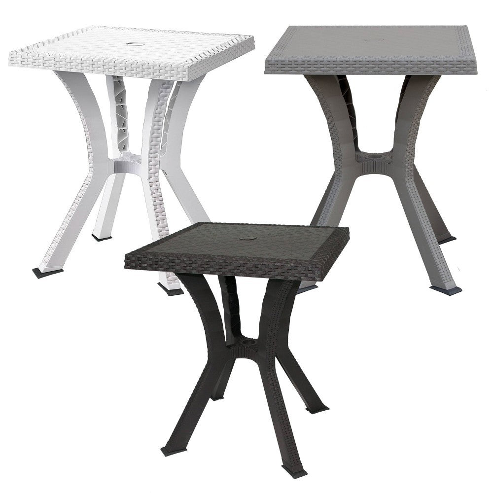 Table Rigoletto en résine de rotin gaufré KROPLAST pour extérieur 60x60xh70cm