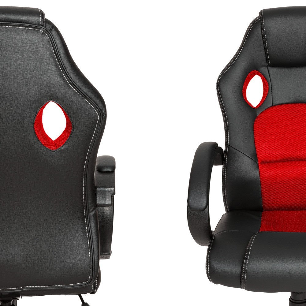 Chaise de bureau Gaming Racer en éco-cuir 4 roues pivotantes et directionnelles
