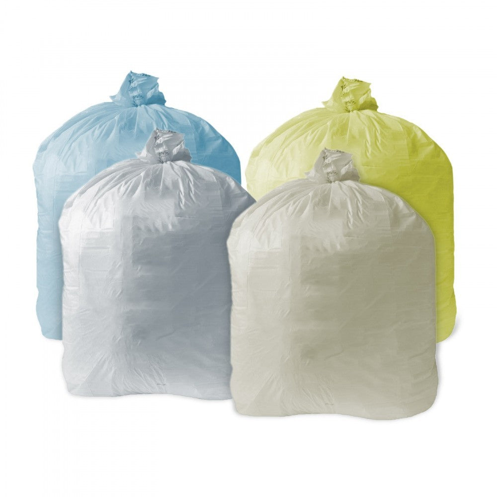 Kit 4 rouleaux de 10 sacs poubelle anti-gouttes colorés pour recyclage 70x110cm