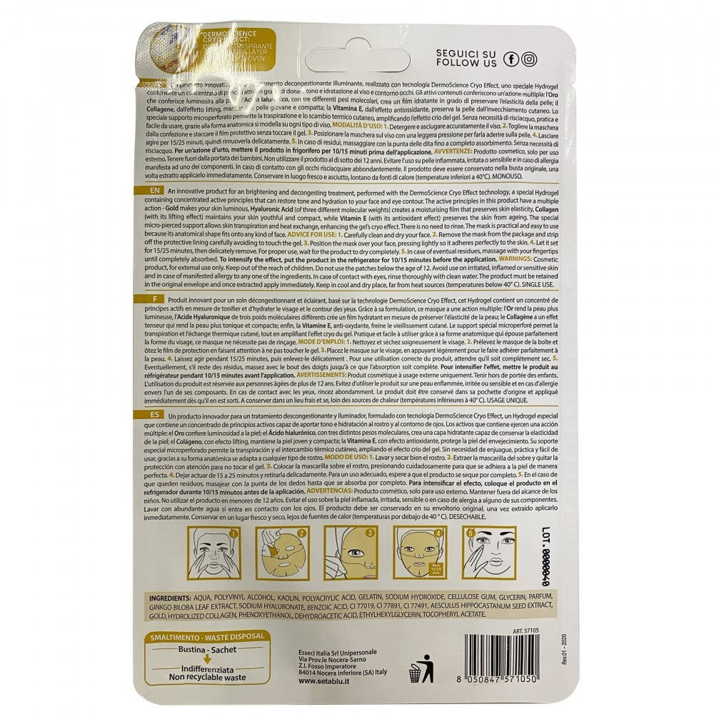 571050 Masque ÉCLAIRCISSANT 24k or naturel SETABLU collagène hydratant