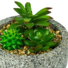 425145 ArtFlowers plante succulente artificielle pot de granit réaliste Ø16 cm