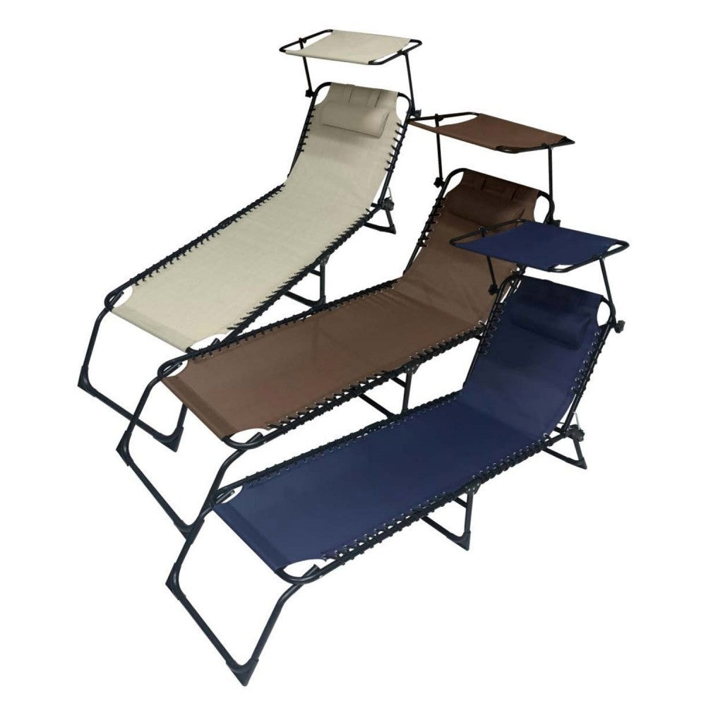 Transat réglables avec parasol en tissu textilène et cordes, dossier et coussin