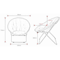 350001 Chaise pliante ronde pour extérieur 80x35x80cm en tissu amovible