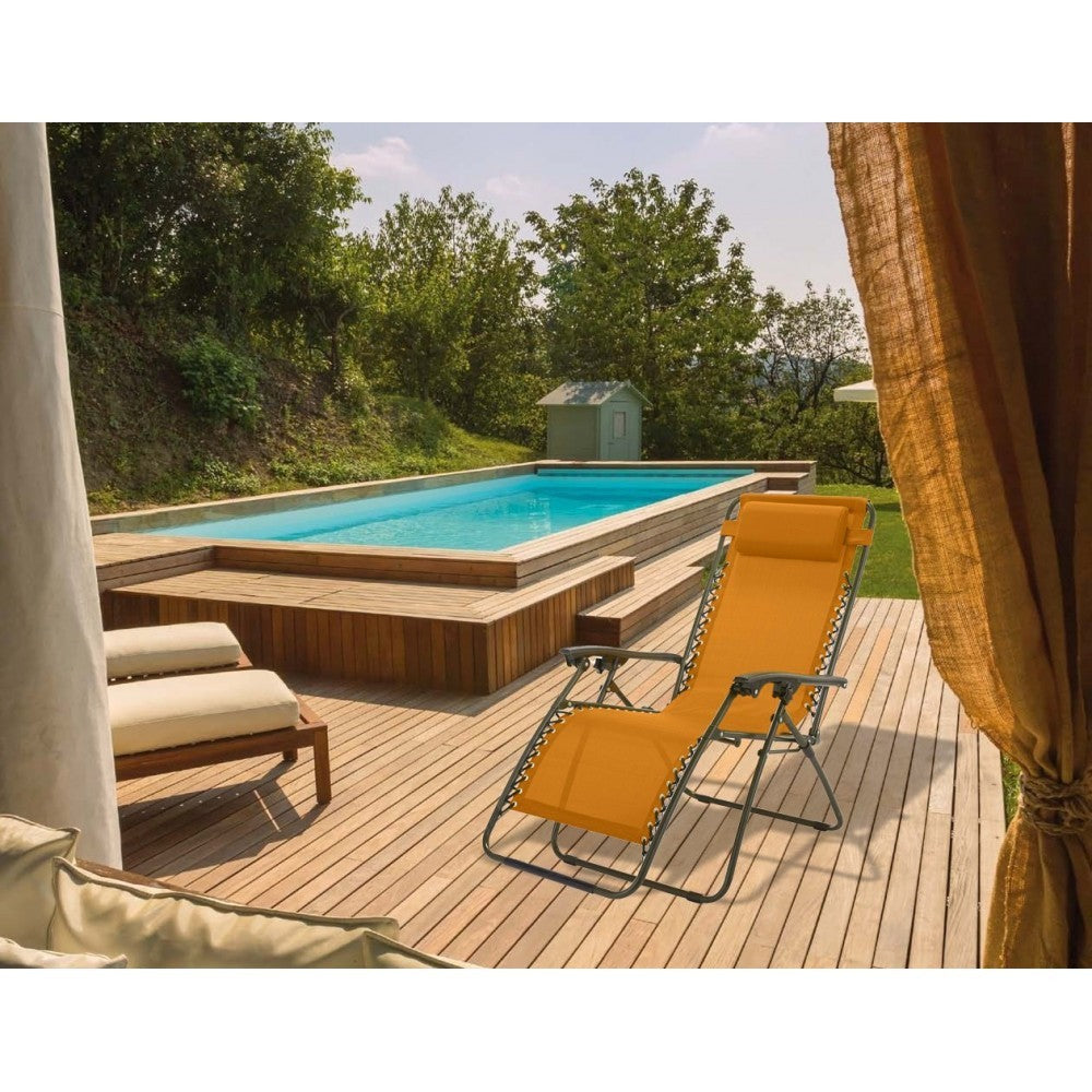 Chaise pliante inclinable EVERTOP GRAVITÀ ZERO ORANGE
