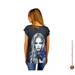 2391 T-shirt BLACKY à manches courtes avec effet poster et détails brillants
