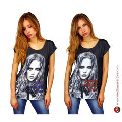2391 T-shirt BLACKY à manches courtes avec effet poster et détails brillants