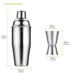 Kit 12 + 1 pièces de Barman avec base en bois et guide pour cocktail en acier