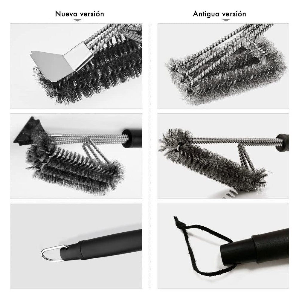 16948 Brosse de nettoyage pour barbecue fibres résistantes en acier inoxydable