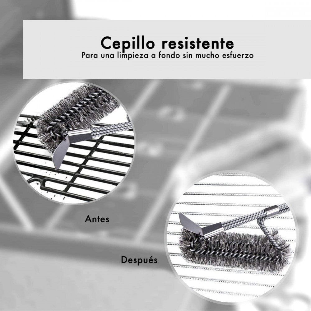 16948 Brosse de nettoyage pour barbecue fibres résistantes en acier inoxydable