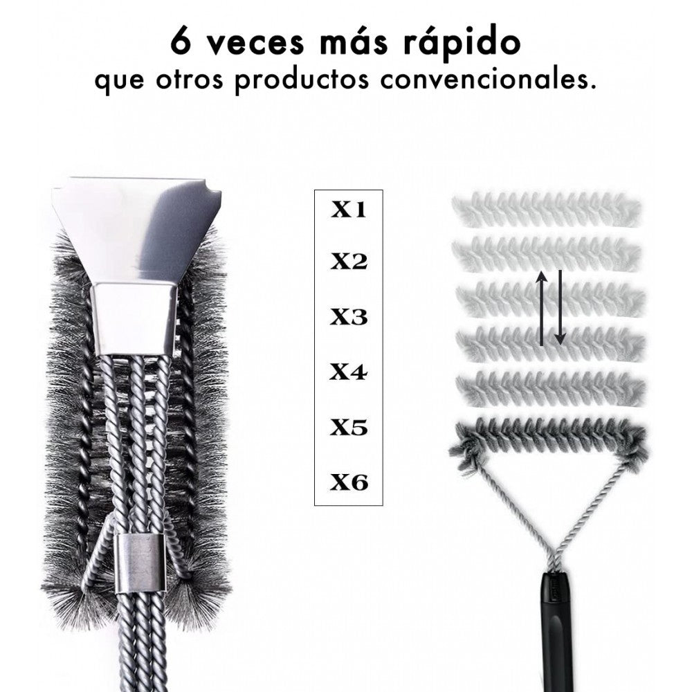 16948 Brosse de nettoyage pour barbecue fibres résistantes en acier inoxydable