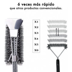 16948 Brosse de nettoyage pour barbecue fibres résistantes en acier inoxydable