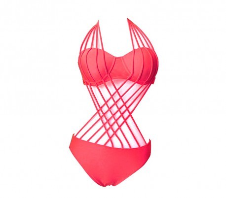 28-2  Maillot de bain rembourré mod. MONKNI, Lanières tressées
