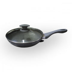 354002 DGBAVARIA Set de 3 poêles en pierre grise avec couvercles 24-28-32 cm