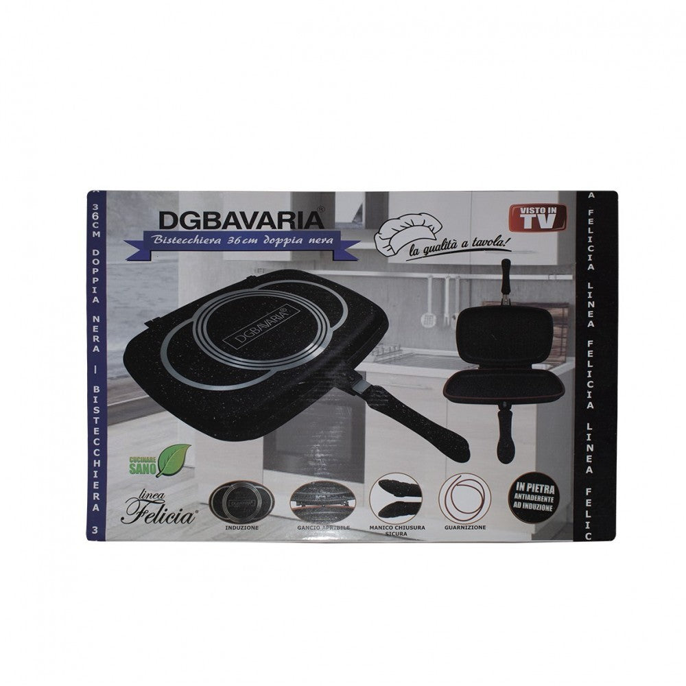 256004  Poêle à induction double gril DGBAVARIA antiadhésive NOIR 32 cm