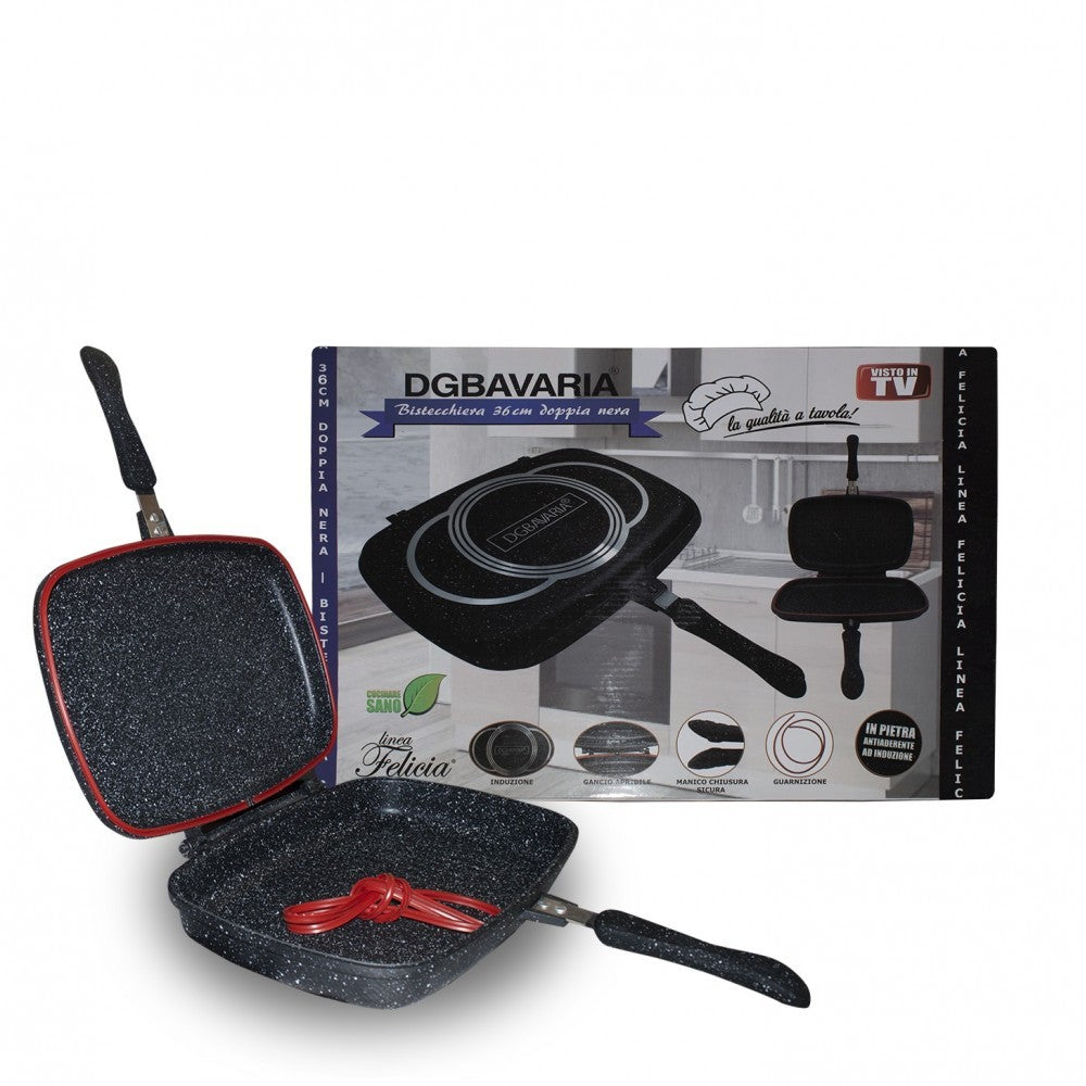 256004  Poêle à induction double gril DGBAVARIA antiadhésive NOIR 32 cm