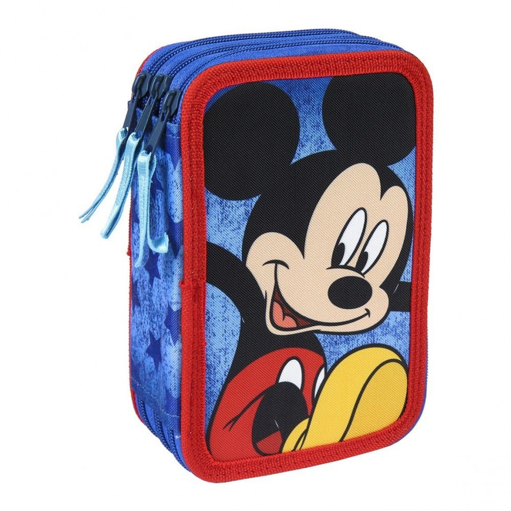 21-2499 Trousse à crayons BLEU Mickey Mouse avec 3 compartiments