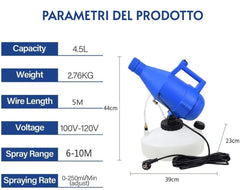Pulvérisateur pour désinfecteur portable 4.5 LT réglable avec rayon 10 Mt