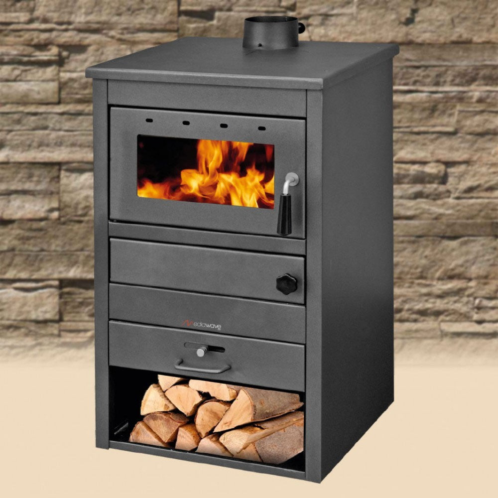 Poêle-cheminée FUBUCA B22 avec compartiment porte-bois 11KW 51X50X91h cm 130m3