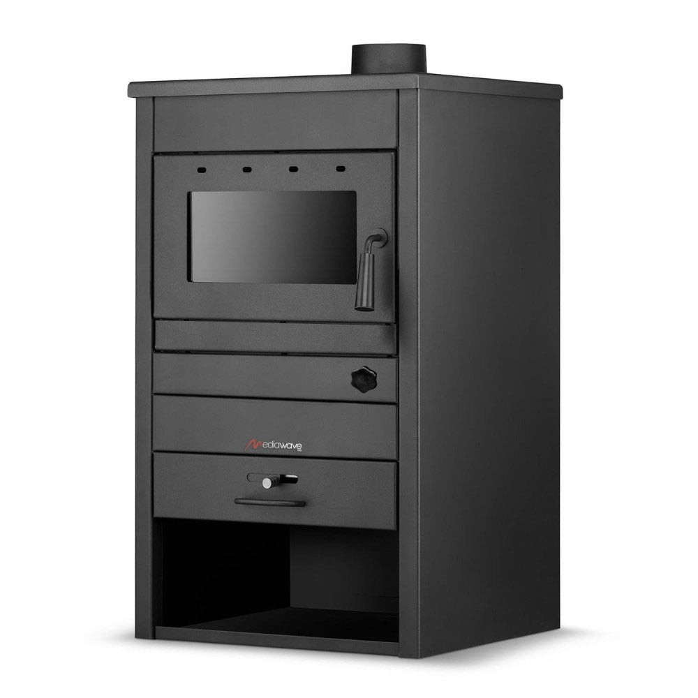 Poêle-cheminée FUBUCA B22 avec compartiment porte-bois 11KW 51X50X91h cm 130m3