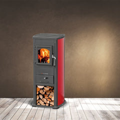 Poêle à bois EASYLUX 7KW compartiment porte-bois 40X46X90h cm Cheminée thermique