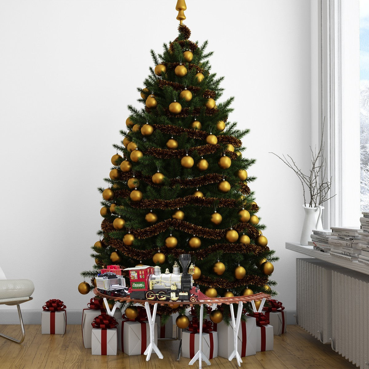 Train d’arbre de Noël batterie 258108 avec lumières et sons 36 pièces 80x19 cm