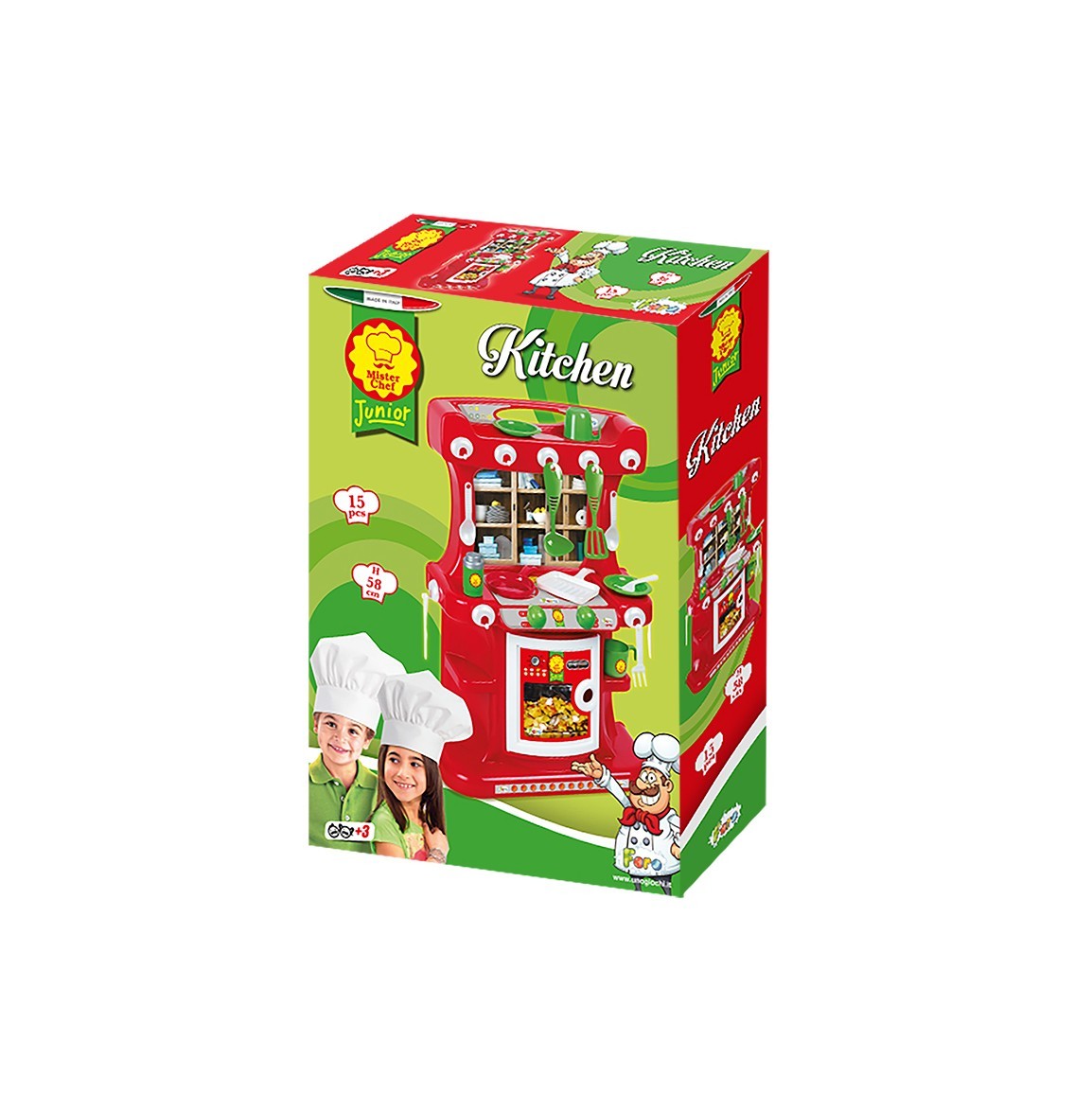 Mister Chef Kitchen 415405 Cuisine pour enfants rouge 58h cm 15 Pcs Junior Toys