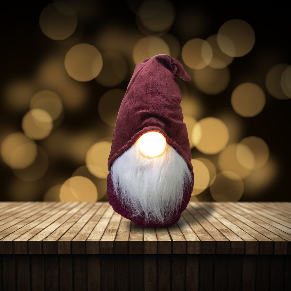 Décoration de Noël gnome rouge 305050 batterie lumière 15x15x45h cm