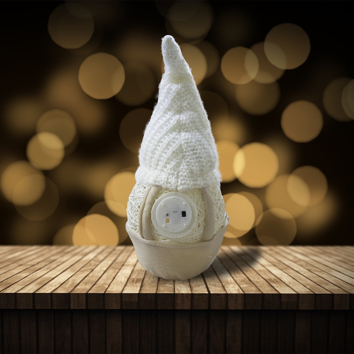 Décoration de Noël gnome blanc 308029 batterie lumière 15x15x45h cm