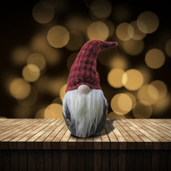 Décoration de Noël gnome gris et rouge 308030 batterie lumière 15x15x45h cm