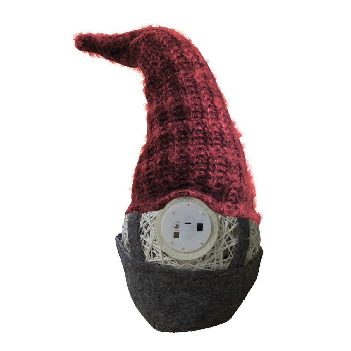 Décoration de Noël gnome gris et rouge 308030 batterie lumière 15x15x45h cm