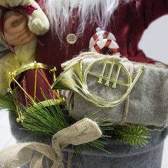 Père Noël rouge gris décoration sac 80cm 900638 musique lumières mouvement