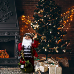 Père Noël rouge et gris 80cm 900669 décoration musique lumières et mouvement