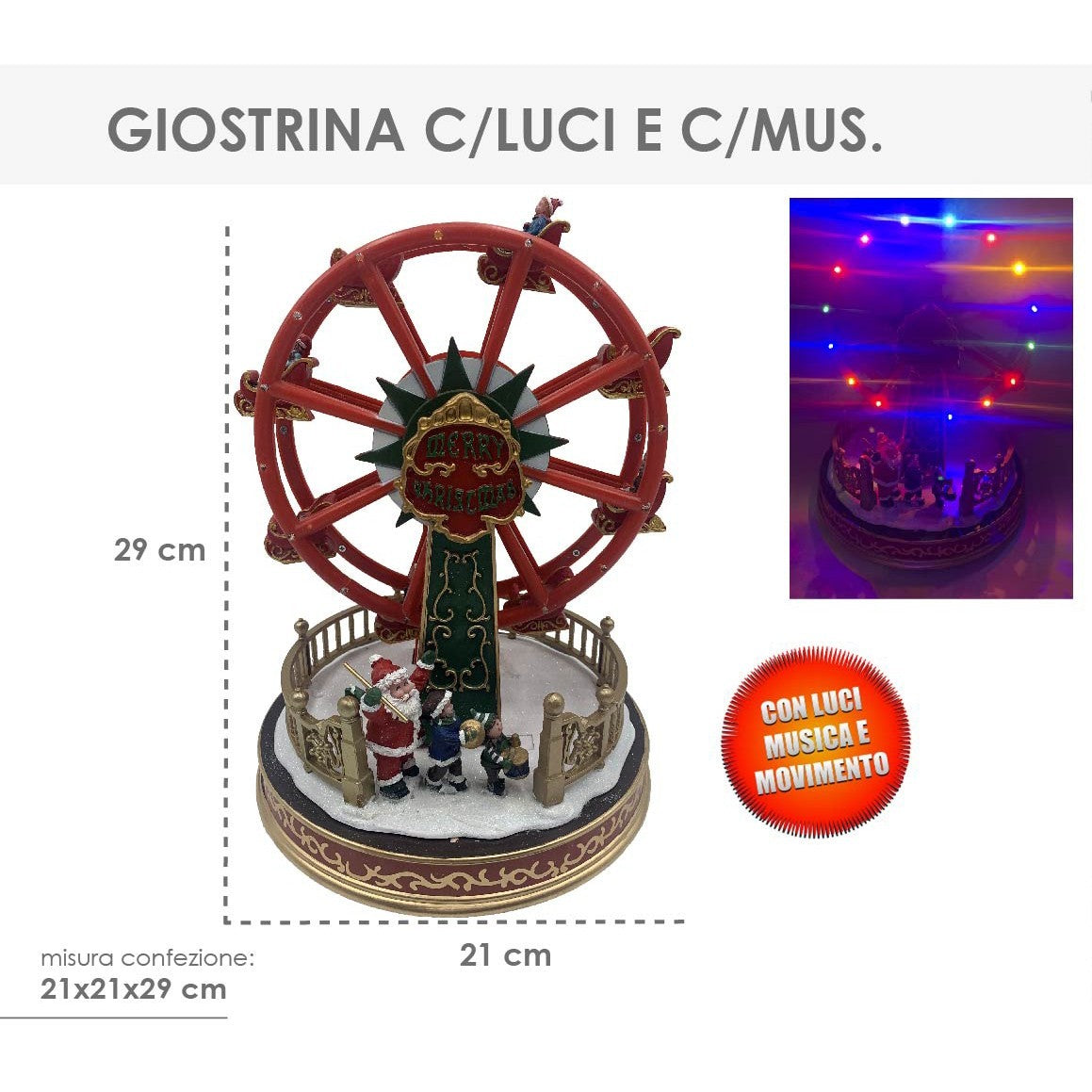 Carrousel de Noël Grande roue 367004 avec lumières, mouvement et musique 29x21cm