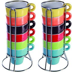 Mini Mug Café 788086 Set de 12 tasses colorées pour le café, avec stand 5x5 cm