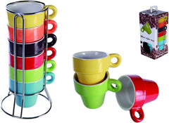 Mini Mug Café 788086 Set de 12 tasses colorées pour le café, avec stand 5x5 cm