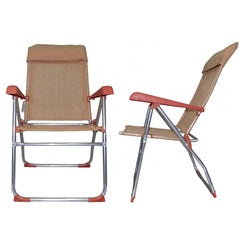 Couple Chaises longues 379530 inclinable 8 positions tube 22mm aluminium Orange