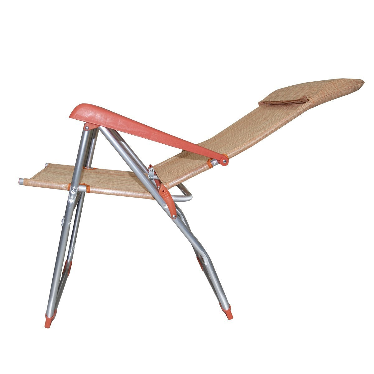 Couple Chaises longues 379530 inclinable 8 positions tube 22mm aluminium Orange