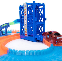 Glow Track Magic piste fluorescent 120 pièces 498903 avec ascenseur et voiture