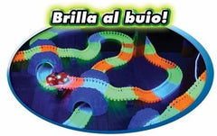 Glow Track Magic piste fluorescent 120 pièces 498903 avec ascenseur et voiture