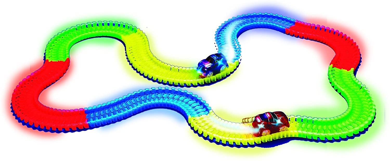 Glow Track Magic piste fluorescent 120 pièces 498903 avec ascenseur et voiture
