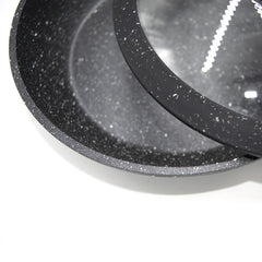 DGBAVARIA set 6 pièces poêles et couvercles 120001 NOIR en pierre 20-24-28cm