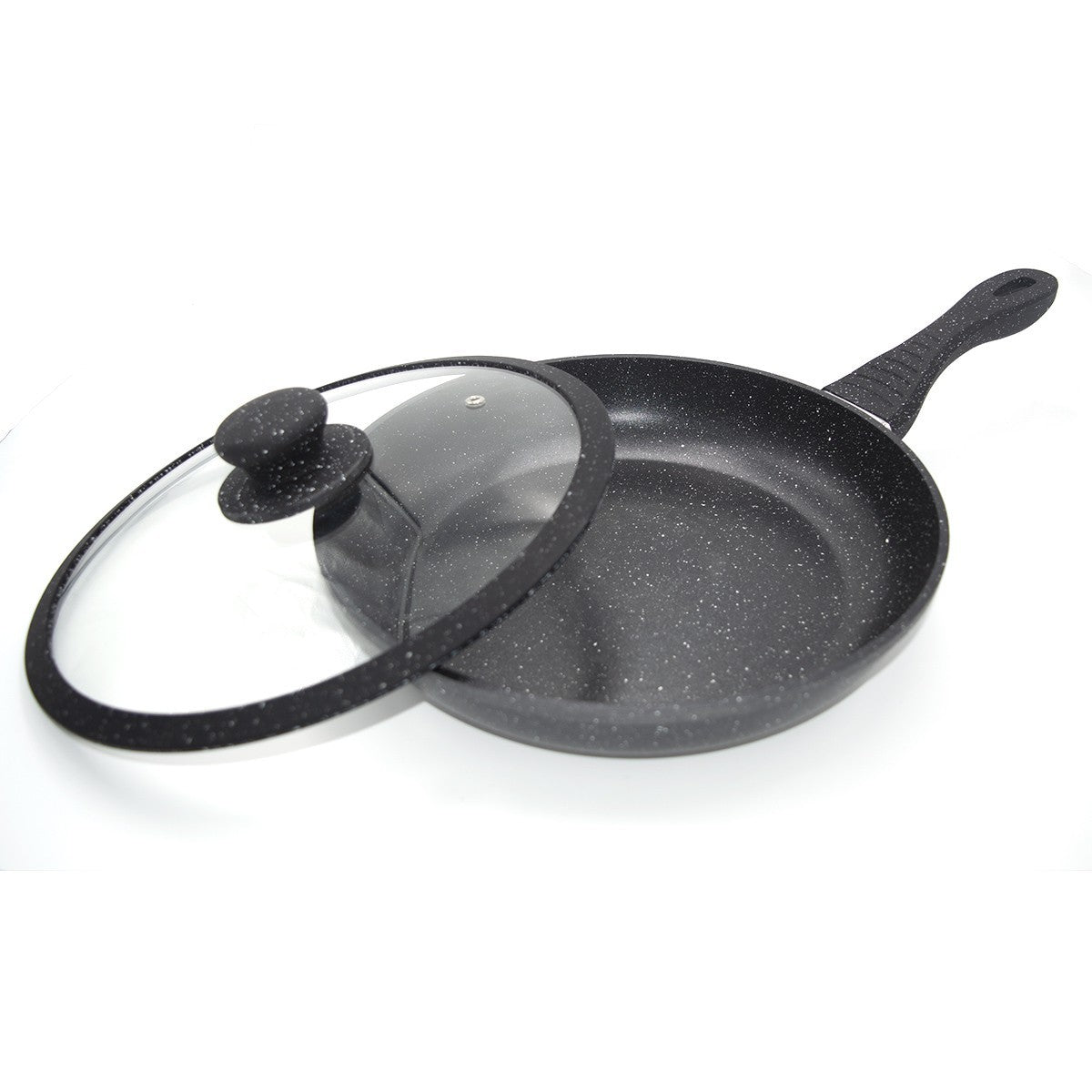 DGBAVARIA set 6 pièces poêles et couvercles 120001 NOIR en pierre 20-24-28cm